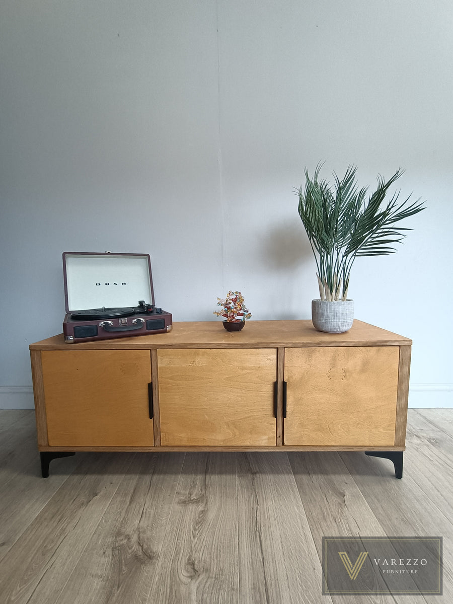 Small Turntable Stand with Doors Vinyl Record Storage Varezzo Bari