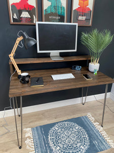 KRUD B7 wooden desk with hairpin legs and a shelf