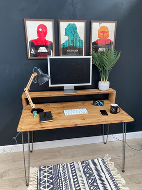 KRUD B7 wooden desk with hairpin legs and a shelf